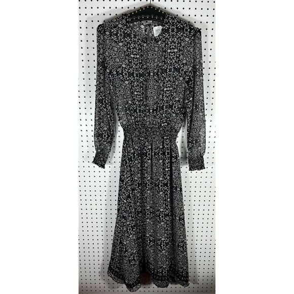 MISA Los Angeles Black & Cream Print Semi Sheer Maxi Dress - Picture 4 of 9